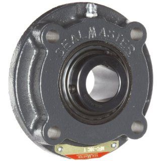 Sealmaster MFC 20C Medium Duty Piloted Flange Cartridge, 4 Bolt, Regreasable, Contact Seals, Setscrew Locking Collar, Cast Iron Housing, 1 1/4" Bore, 5" Overall Length, 2.917" Bolt Hole Spacing Width, 3/8" Flange Height, 2 Degrees Misa