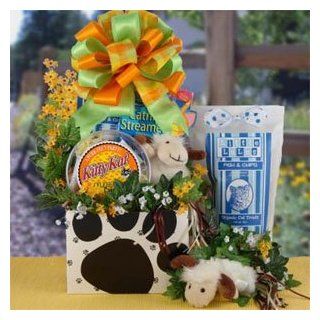 Kitty Kat Purr fection Gift Basket  Basket Theme EASTER  Bow Style Elegant Hand Tied Bow  Edible Pet Treats 