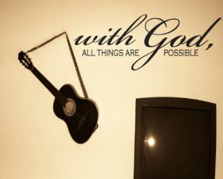 With God All Things Are Possible Scriptural Christian Vinyl Wall Decal Mural Quotes Words C069withgodii   Wall Decor Stickers  