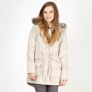 Red Herring Beige quilted faux fur coat