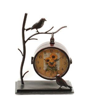 Ashton Sutton Table Clock, Metal Bird Case   Shelf Clocks