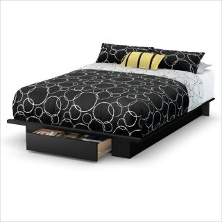 South Shore Trinity Full/Queen Platform Bed with Drawer in Pure Black   3370215