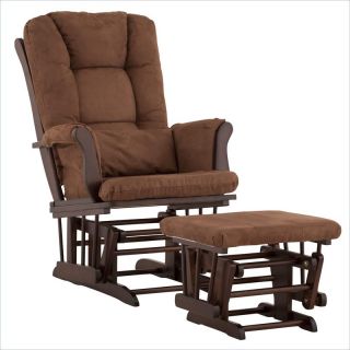 Stork Craft Tuscany Glider and Ottoman with Free Lumbar Pillow in Espresso with Chocolate cushions   06554 599