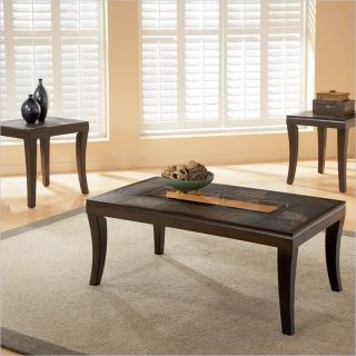 Standard Laguna Coffee and End Table Set w/ Slate Top and Glass Inserts   27463