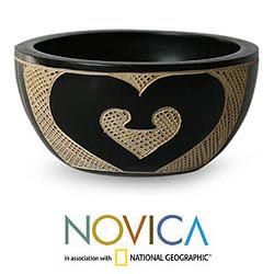 Handcrafted Sese Wood 'Love' Centerpiece (Ghana) Novica Baskets & Bowls