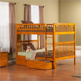 Atlantic Furniture Woodland Bunkbed with Bed Drawers in Caramel   AB56X17