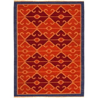 Handmade Flatweave Tribal Pattern Multi colored Wool Rug (5' x 8') JRCPL 5x8   6x9 Rugs