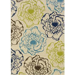 Ivory/ Green Outdoor Area Rug (3'10 x 5'6) Style Haven 3x5   4x6 Rugs
