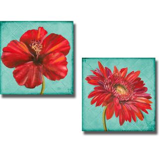 Patricia Pinto 'Joyful Hibiscus and Joyful Daisy' 2 piece Canvas Art Set Canvas