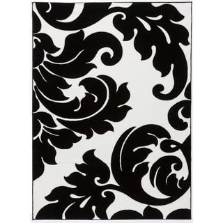 Vines Damask Black & White Well woven Rug (3'11 x 5'3) 3x5   4x6 Rugs