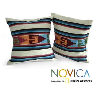 Handcrafted Set of 2 Wool 'Inca Paradise' Cushion Covers (Peru) Novica Throw Pillows & Covers