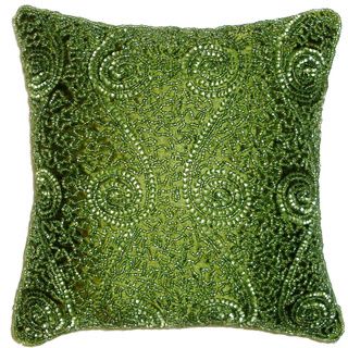 Celebration Swirl Green Beaded Decorative Pillows (Set of 2) Throw Pillows