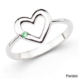 Sterling Silver Gemstone Open Heart Ring Gemstone Rings