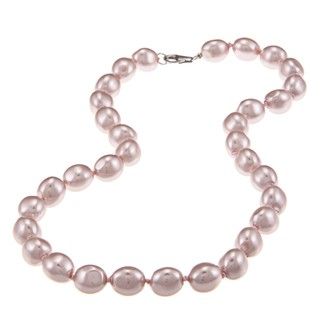 La Preciosa Sterling Silver Oval Pink Shell Pearl Necklace La Preciosa Pearl Necklaces