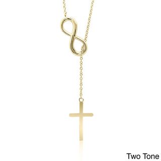 Dolce Giavonna Sterling Silver Infinity and Cross Y Necklace Dolce Giavonna Sterling Silver Necklaces