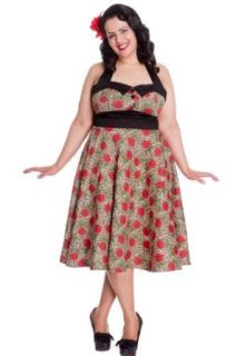 Hell Bunny Plus Size Rockabilly Charlie Dress in Leopard and Red Rose Print Party Dress (XX Large)
