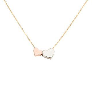 14K Tri Color Yellow White Rose Gold Plain Heart Design Charm Pendant Necklace with Spring ring Clasp   17" Inches The World Jewelry Center Jewelry