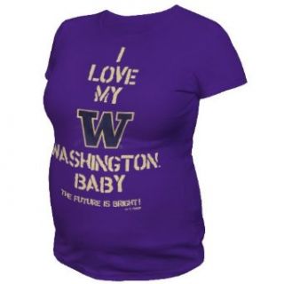 NCAA Washington Huskies T.Fisher I Love My Baby Maternity Tee Shirt (Purple, XLarge)  Sports Fan T Shirts  Clothing