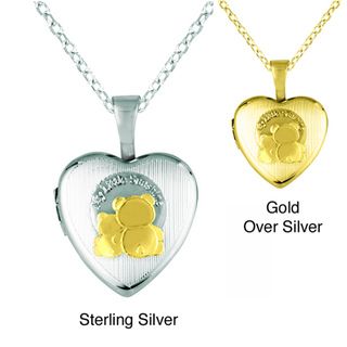 Sterling Silver 'My Little Sunshine' Teddy Bear Heart Locket Necklace Lockets Necklaces