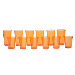 Certified International Orange Hammered Glass 12 piece Drinkware Set Certified International Beverage Serving Sets