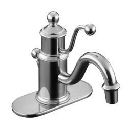 Kohler K 138 CP Polished Chrome Antique Single Hole Lavatory Faucet With Escutcheon And Lever Handle Kohler Bathroom Faucets
