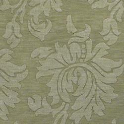 Hand crafted Solid Green Damask Chero Wool Rug (3'3 x 5'3) 3x5   4x6 Rugs