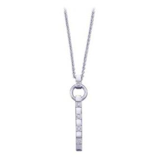 .05 ct tw Vertical Diamond Necklace in 14k White Gold Jewelry