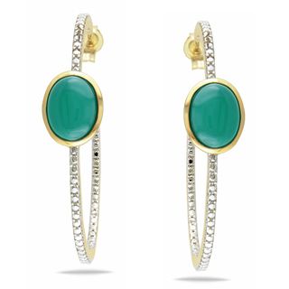 Miadora Yellowplated Silver Green Onyx Stud Earrings Miadora Gemstone Earrings