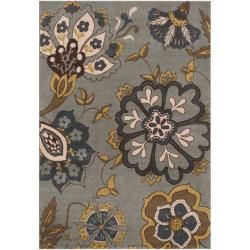 Meticulously Woven Contemporary Sea Blue Floral Fleetwood Rug (7'10X10') 7x9   10x14 Rugs