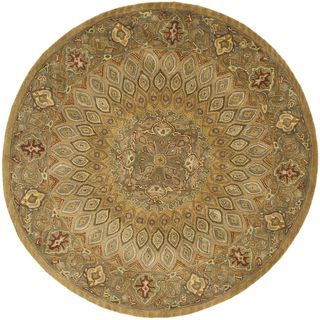 Handmade Heritage Medallion Light Brown/ Grey Wool Rug (6' Round) Safavieh Round/Oval/Square