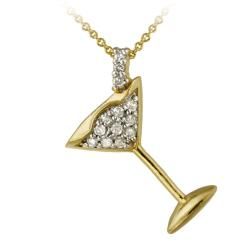 Icz Stonez Two tone Sterling Silver Cubic Zirconia Martini Necklace ICZ Stonez Cubic Zirconia Necklaces