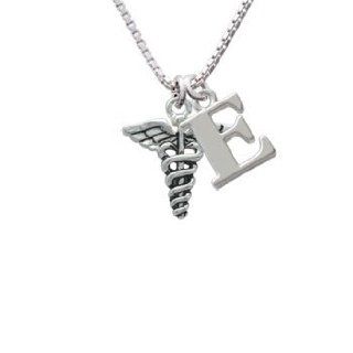 Caduceus Initial E Charm Necklace Delight Jewelry Jewelry