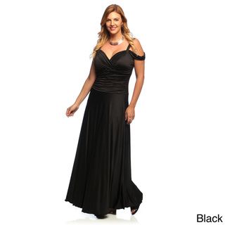 Evanese Women's Plus Size Shiny Venezia Long Dress with Shoulder Bands Evanese Dresses