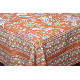 Kerala Orange 108 inch Table Cloth (India) Kitchen Linens