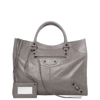 Balenciaga 'Classic Monday' Grey Lambskin Leather Satchel Balenciaga Designer Handbags