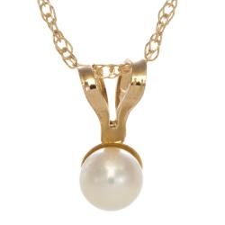 14k Yellow Gold Cultured Freshwater Pearl Pendant (3 mm) Pearl Necklaces