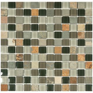 SomerTile 11.75x11.75 in Reflections Square Stonehenge Glass and Stone Mosaic Tile (Pack of 10) Somertile Wall Tiles