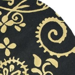 Handmade Soho Black Green/Ivory New Zealand Wool Rug (6' Round) Safavieh Round/Oval/Square