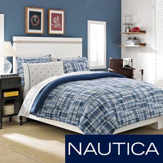 Nautica Newcastle Navy Reversible 3 piece Cotton Comforter Set Nautica Comforter Sets