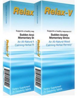 Relax V Sudden Anxiety   Momentary Stress. Relief.   All Natural Stress Remedy Quickly Starts Relieving Anxiety, Stress, Nervousness, Irrational Fear, Mood Swings, Fear of Flying. PACK of 2 (40 Dissolving Tablets) Health & Personal Care