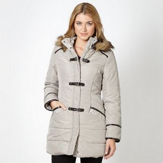 The Collection Grey padded faux fur buckle parka jacket