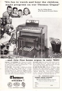 1957 Thomas Organ William Rogers, Thomas Organs Print Ad  