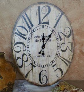 23" Wooden Large Antiquite De Paris Oval Wall Clock  