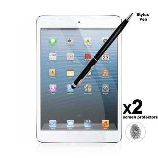 Apple iPad Mini Anti Fingerprint Screen Protector (2 pack) with Dual Purpose Stylus and Retractable Ballpoint Pen iPad Accessories