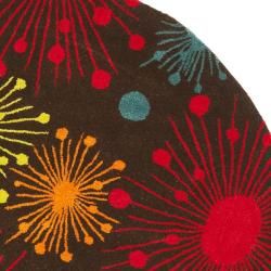 Handmade New Zealand Wool Cosmos Brown Rug (6' Round) Safavieh Round/Oval/Square