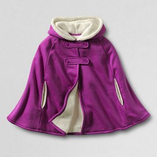 Lands End Purple girls hooded fleece cape