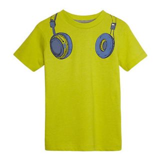 bluezoo Boys lime headphones print t shirt