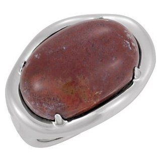 925 Sterling Silver Genuine Red Ocean Jasper Band Ring   (Sizes 5 to 9) Reeve and Knight Jewelry