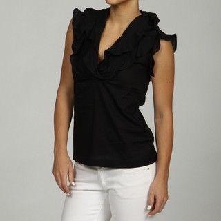 French Connection Black Ruffle Top French Connection Short Sleeve Shirts
