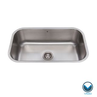 VIGO 30 inch Undermount Stainless Steel 18 Gauge Single Bowl Kitchen Sink Vigo Kitchen Sinks